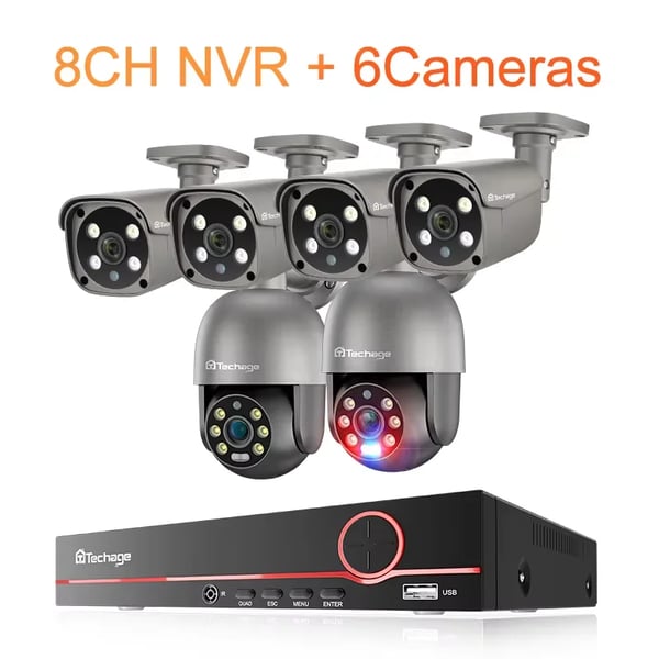 Overvågningskamera, 5MP opløsning, nattevision,8CH NVR 6Kameraer B-a, Ingen indbygget HDD-b