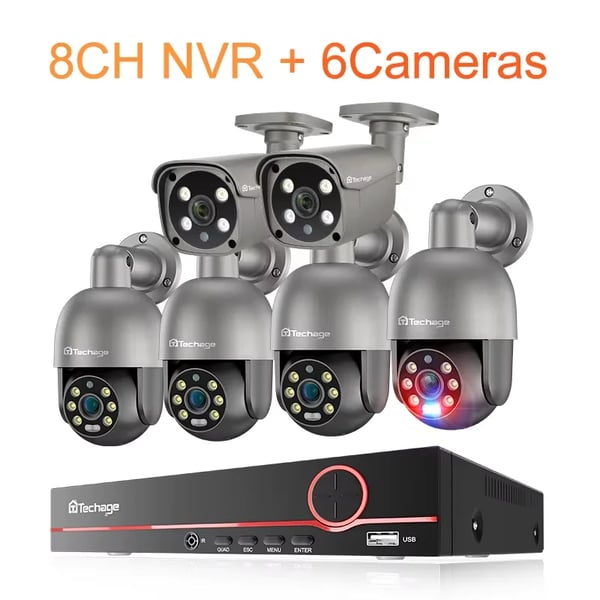 Overvågningskamera, 5MP opløsning, nattevision,1T Indbygget HDD-a, 8CH NVR 6Kamera A