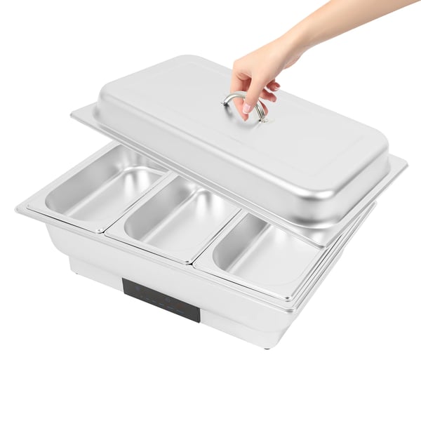 Chafing Dish, Temperaturkontroll, Rostfritt Stål Design, Tre fack