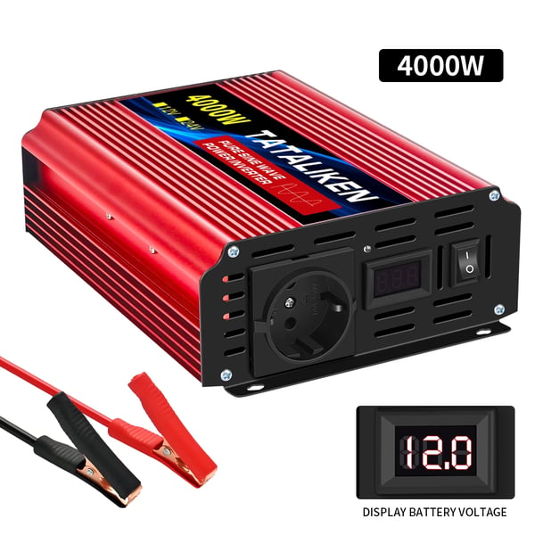 Tehoinvertteri, DC 12V AC 220V, eurooppalainen pistorasia,12V4000W220V-LED
