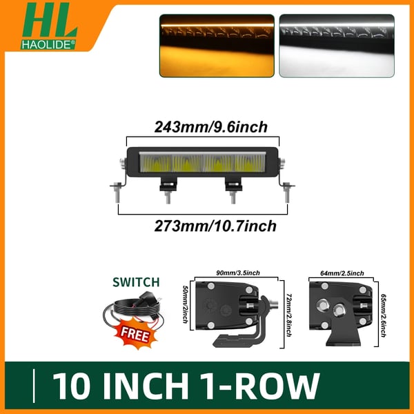 LED Lysbar, Kombinationsstråle, Holdbart Aluminiumlegering Hus,10INCH med ledning
