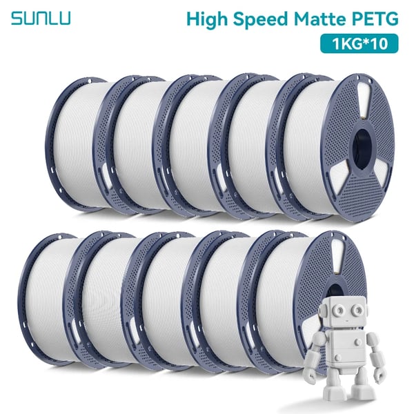PETG filament, højhastighedsprint, mat finish,10 Hvid