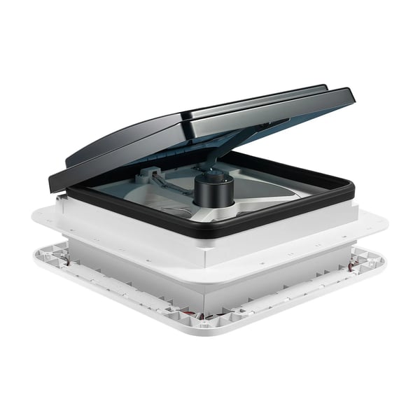 RV Ventilationsfläkt, Dubbelriktad Drift, Inbyggd LED-belysning,svart