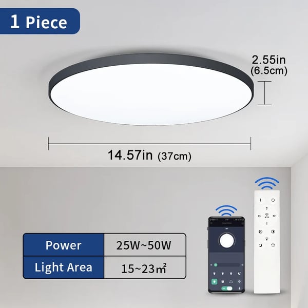Smart Taklampa, Dimbar Ljus, 50W-Svart