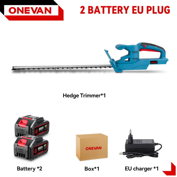 Pensasleikkuri, 3000W teho, langaton käyttö, 2 akkua, 1 EU-pistoke