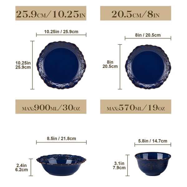 Astiasarja, Elegantti Muotoilu, Täydellinen Ruokailusarja,16 Kappaletta