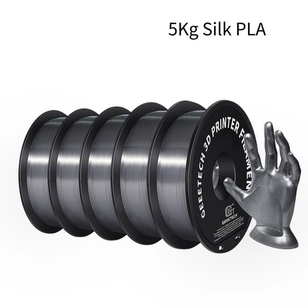 3D Printer Filament, PLA Material, Silke-Lignende Finish, Sølv
