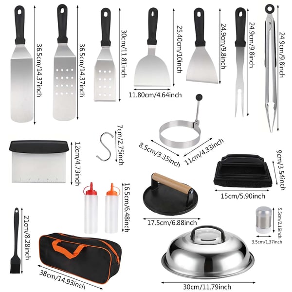 Grillverktygset, 29-delars rostfritt stålutrustning, ergonomisk design,29st