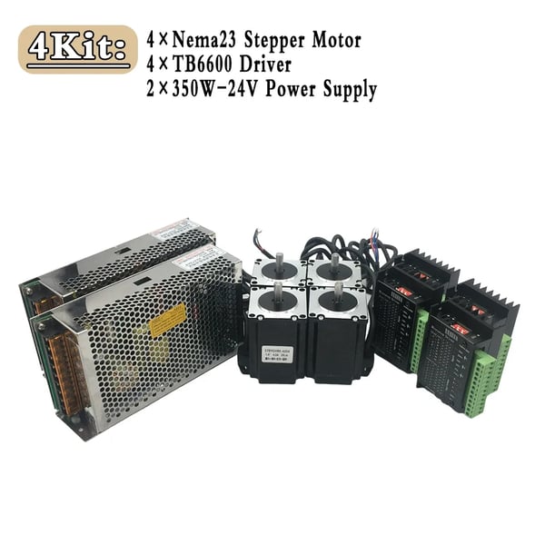 Stepper Motor, Nema 23, TB6600 Driver,1.2Nm, 4 Kit-Strømforsyning