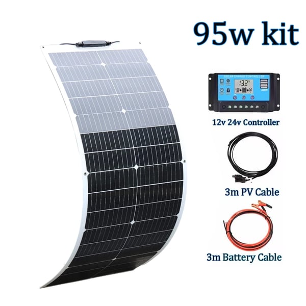Solpanel, Fleksibelt Design, Høj Effektivitet,95w 12v sæt