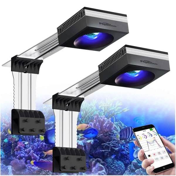 LED Akvarielampa, Full Spektrum, WiFi Kontroll, 2 Lampor med Armkit