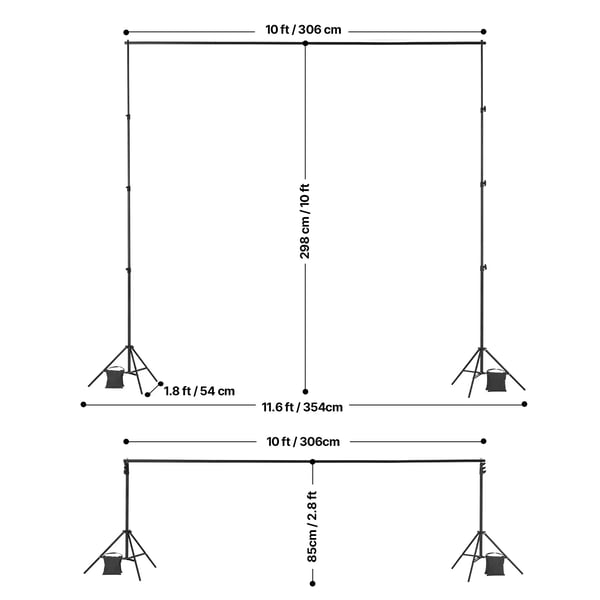 Baggrundsstativ, Justerbar Højde, Alsidig Brug,Tripod Base 10x10ft