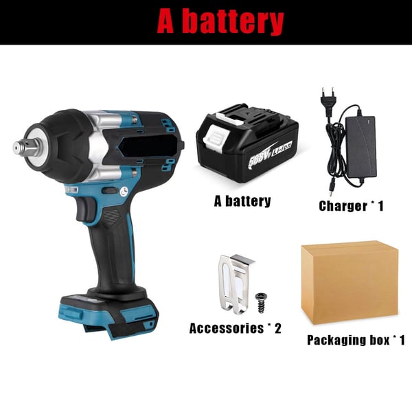 Slagnyckel, borstlös motor, hög vridmomentprestanda, EU, 1 batteri