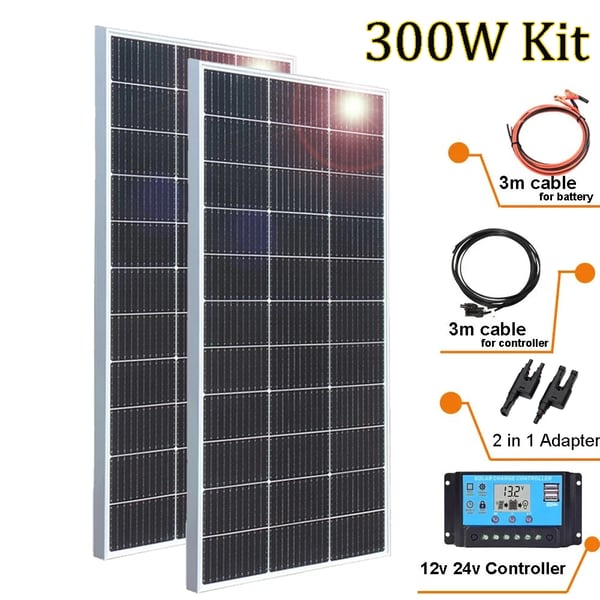 Aurinkopaneeli, monokiteinen materiaali, kestävä muotoilu,300w 2kpl 150w sarja