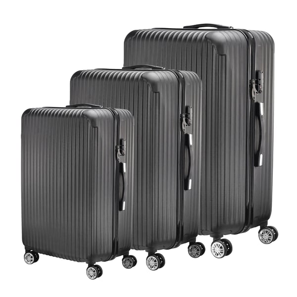 Bagageset, Slitstarkt ABS-material, 360° Roterande Hjul, svart