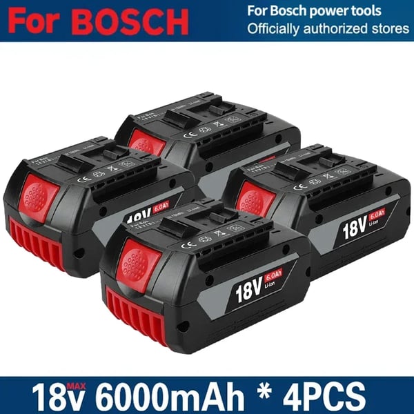 Litiumjonbatteri, 6000mAh kapacitet, kompatibelt med elverktyg, 4st batteri 6.0AH