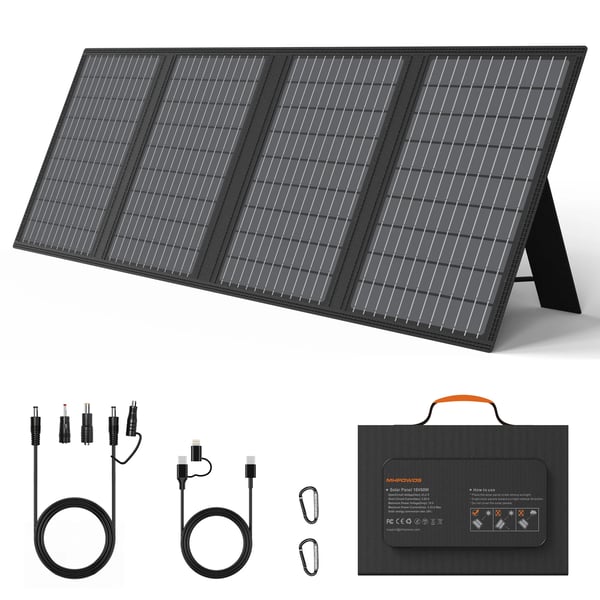 Solpanel, 60W bærbar opladning, USB udgangsmuligheder,sort