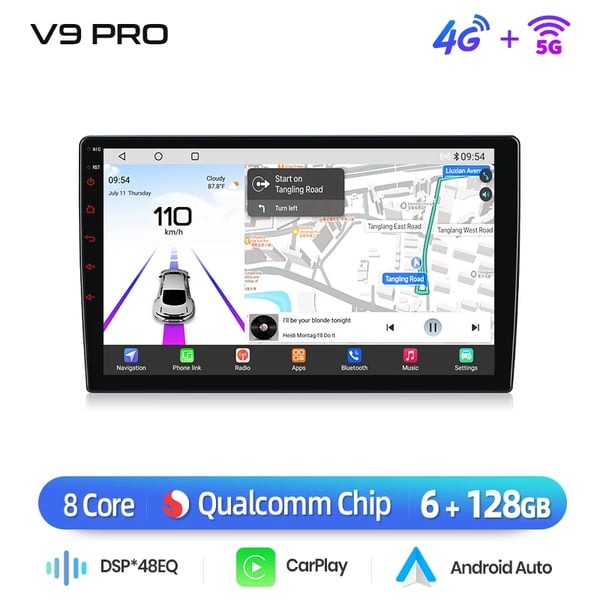 Multimedia Bilstereo, Pekskärm, Kompatibel med Toyota Avensis 2018-2020,V9 Pro (6GB 128GB)