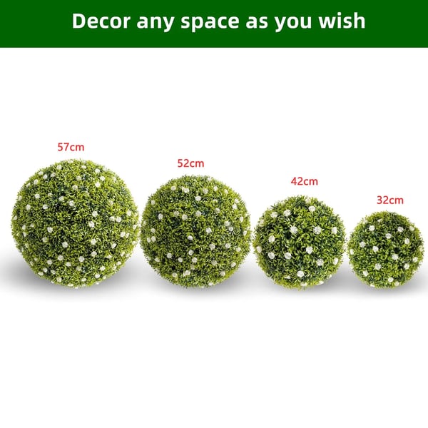 Dekorativ bolltopiary, hängande design, underhållsfri,52cm, Vit