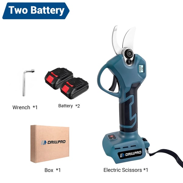 Beskärningssaxar, Borstlös Motor, Högkvalitativt Kolstålblad,EU, 2 Batteri