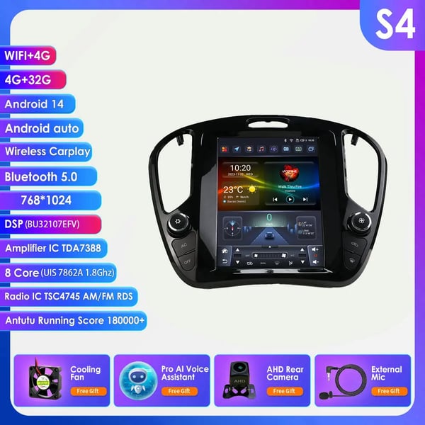 Bilmultimedia-system, pekskärm, kompatibilitet med NISSAN Juke 2011-2018, Infiniti ESQ 2014-2019,S4 AHD2 AI