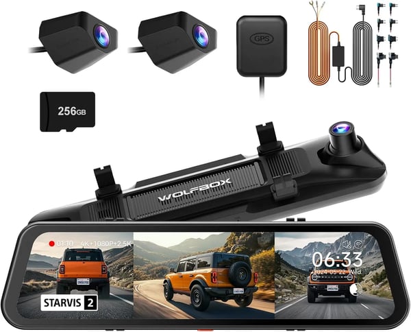 Dashkamera, 4K-upplösning, multilins-system, Gratis 256G TF, Med Hardwire Kit