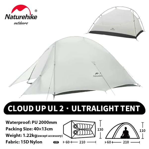 Telt, Ultralight Design, Vandtætte Egenskaber,UL 15D Grå