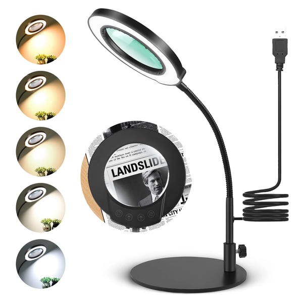 Gooseneck-lamppu, LED-valo, USB-virralla, musta