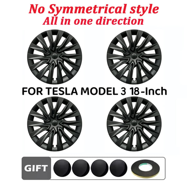 Hjulkapsel, 18 Tommer Design, Aerodynamisk Multi-Spoke, Kompatibel med Tesla Model 3 Highland 2023-2025,19 Mat Sort