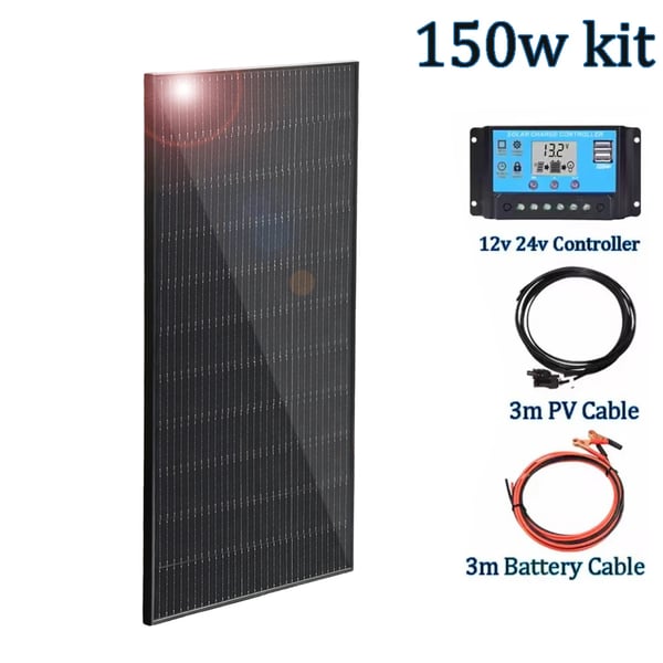 Solpanel, Monokristallin, Lätt Design,150w 12v kit