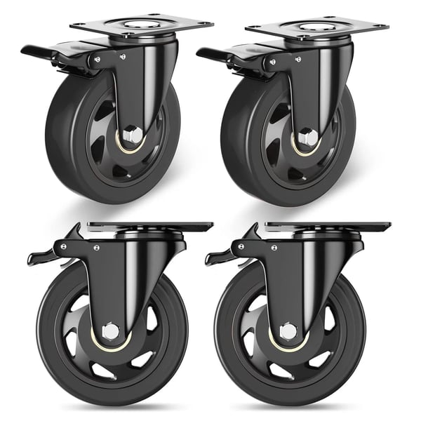 Svinghjul, Heavy Duty, 360° Rotation,125mm Sort
