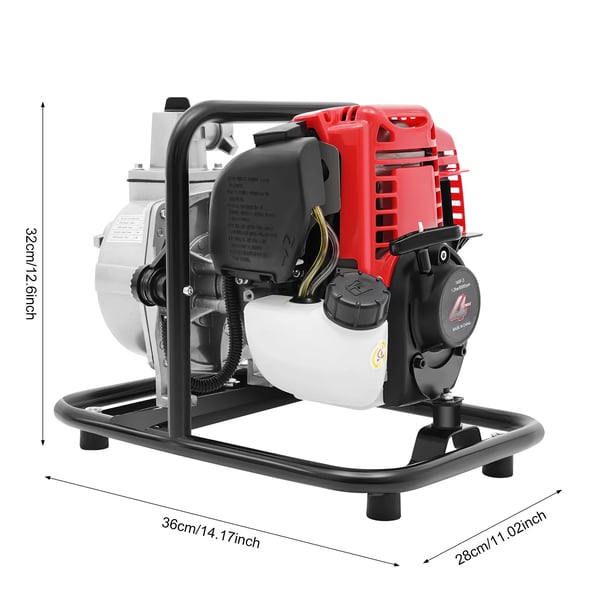 Vandpumpe, 4-takts benzinmotor, høj gennemstrømning,Sølv