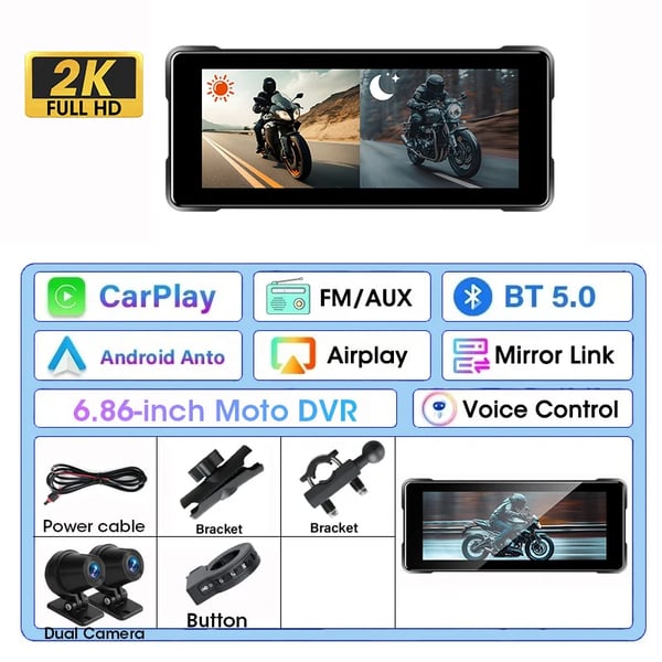 Motorcykel DVR, 2K opløsning, vandtæt,Ingen-a, 2K DVR-b