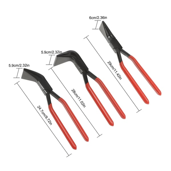 Plåtbockare, 3-delarsset, Ergonomiska Handtag,Röd
