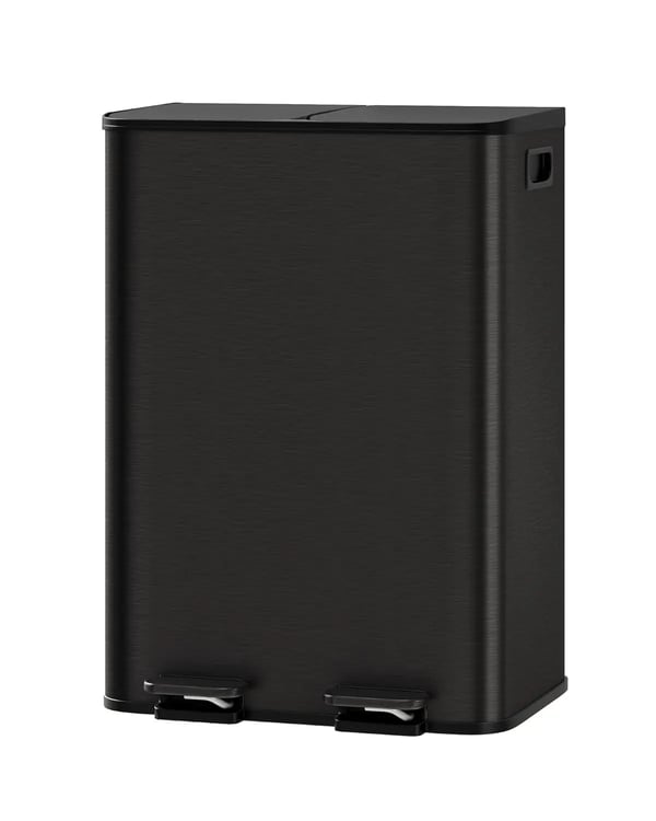 Roska-astia, kaksoisosiot, ruostumaton teräsdesign,Musta-2x30L