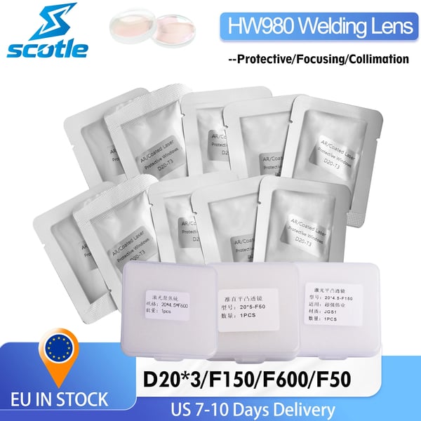 Laserhitsaus Suojalasi, Optinen Lasi, CE-sertifioitu,HW980:lle, Koko setti