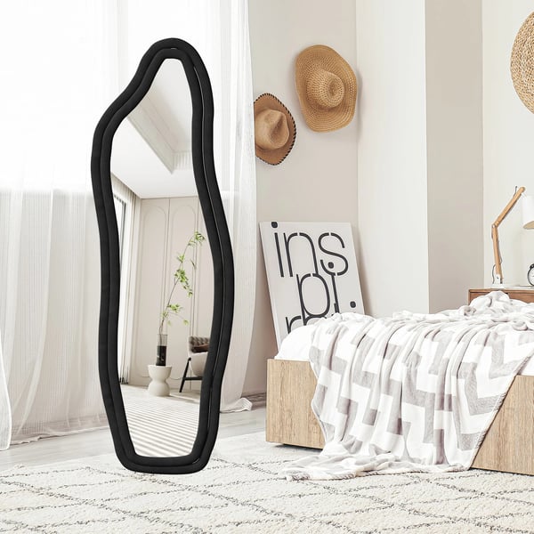 Helkroppsspegel, Unik Design, Säkerhetsfunktioner, svart, 160x50cm