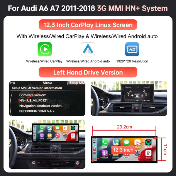 Multimedia-näyttö, 12,3 tuuman kosketusnäyttö, langaton CarPlay ja Android Auto,HN LHD 12.3 tuumaa