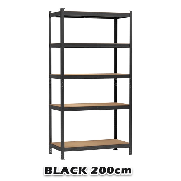 Reol, kraftig design, værktøjsfri samling,SORT 200CM