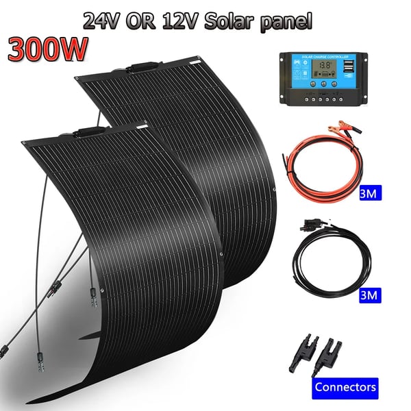 Solpanel, Vandtæt Design, Høj Effektivitet,300W 12V24V kit