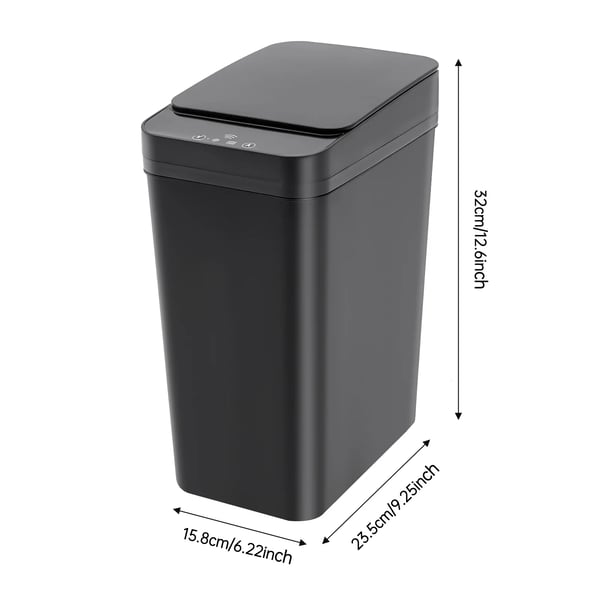 Automatisk Affaldsspand, Infrarød Sensor, Kompakt Design,sort