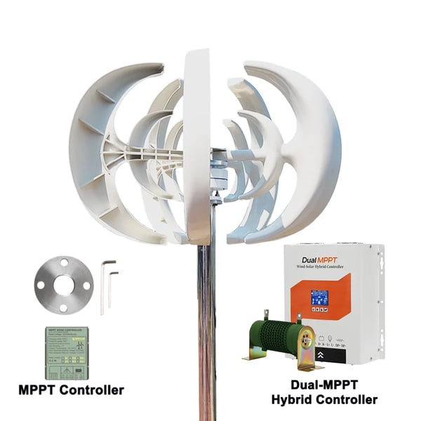Vertikalakse Vindmøllegenerator, Dual MPPT Opladning, Off-Grid System,24V med DMPPT