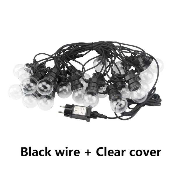 LED-valosarjat, ulkokäyttöön sopivat ja vedenpitävät., , Black Wire, 24M 30 Bulb, EU plug