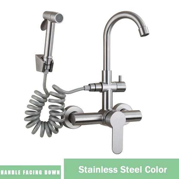 Keittiön hana, seinälle asennettava, jatkettava bidet, , Brushed Nickel