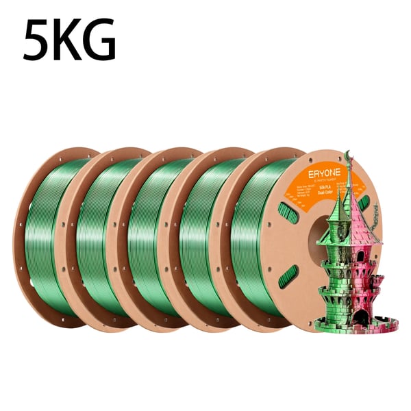 Dual Color Filament, Mat Silke Finish, Til FDM 3D Printer,Rød Grøn 5kg