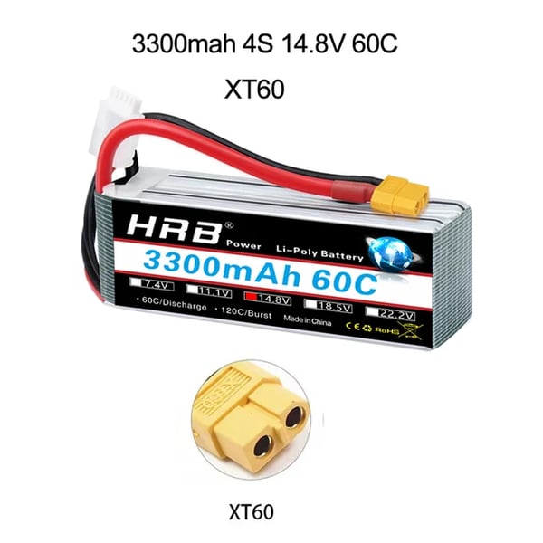 RC Lipo-batteri, olika spänningsalternativ, hög kapacitetsomfång, 4S 3300mah 60C XT60
