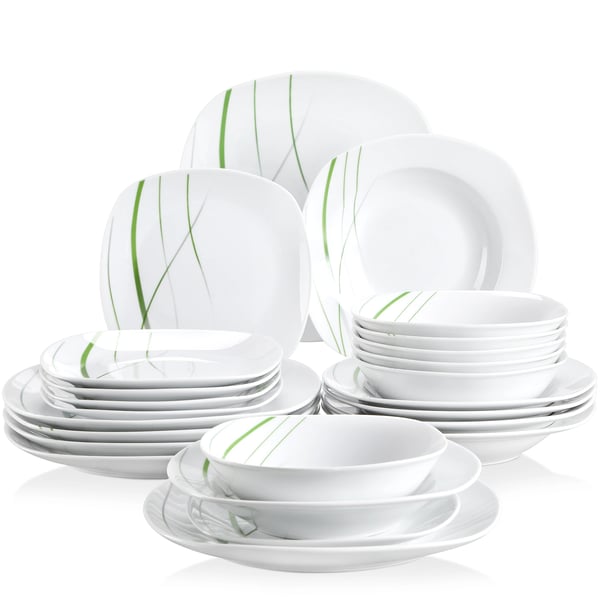 Posliiniateriastosetti, ympäristöystävällinen, mikroaaltouuninkestävä,24-KOSKISTA