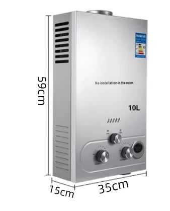 LPG Välitön Kiertoilma-vesivaraaja, 6/18L Vesivirta, 12/36KW Teho,10L 20KW