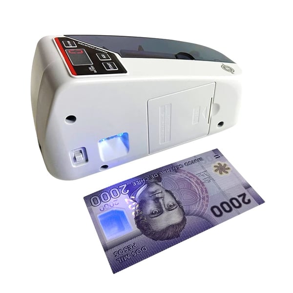 Mønttæller, LED-display, bærbart design,EU, Med UV-lampe