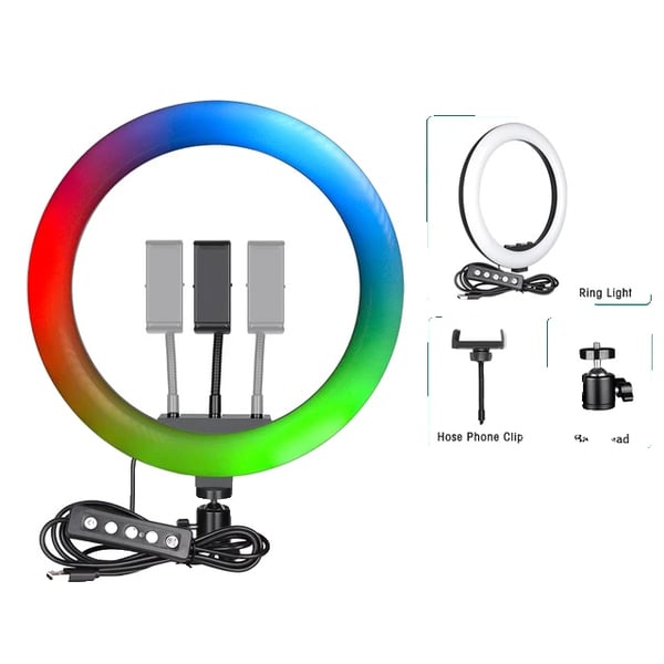 Renkaisvalaisin, RGB-väritilat, Säädettävä kirkkaus,SH-HXD-12RGB